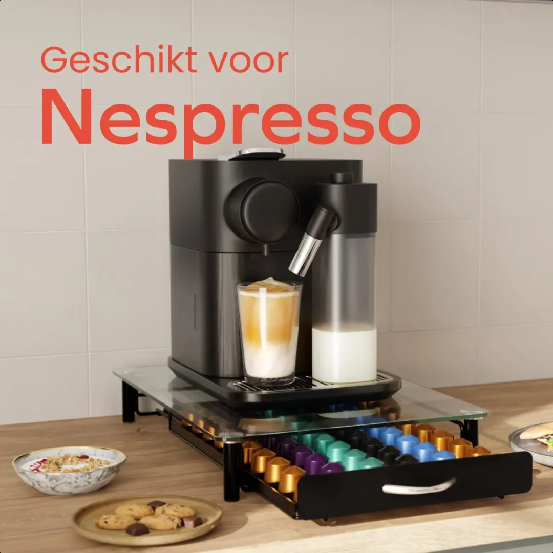 KitchenBrothers KB1000669 Capsulehouder - 60 Cups - Nespresso - Glas/Zwart