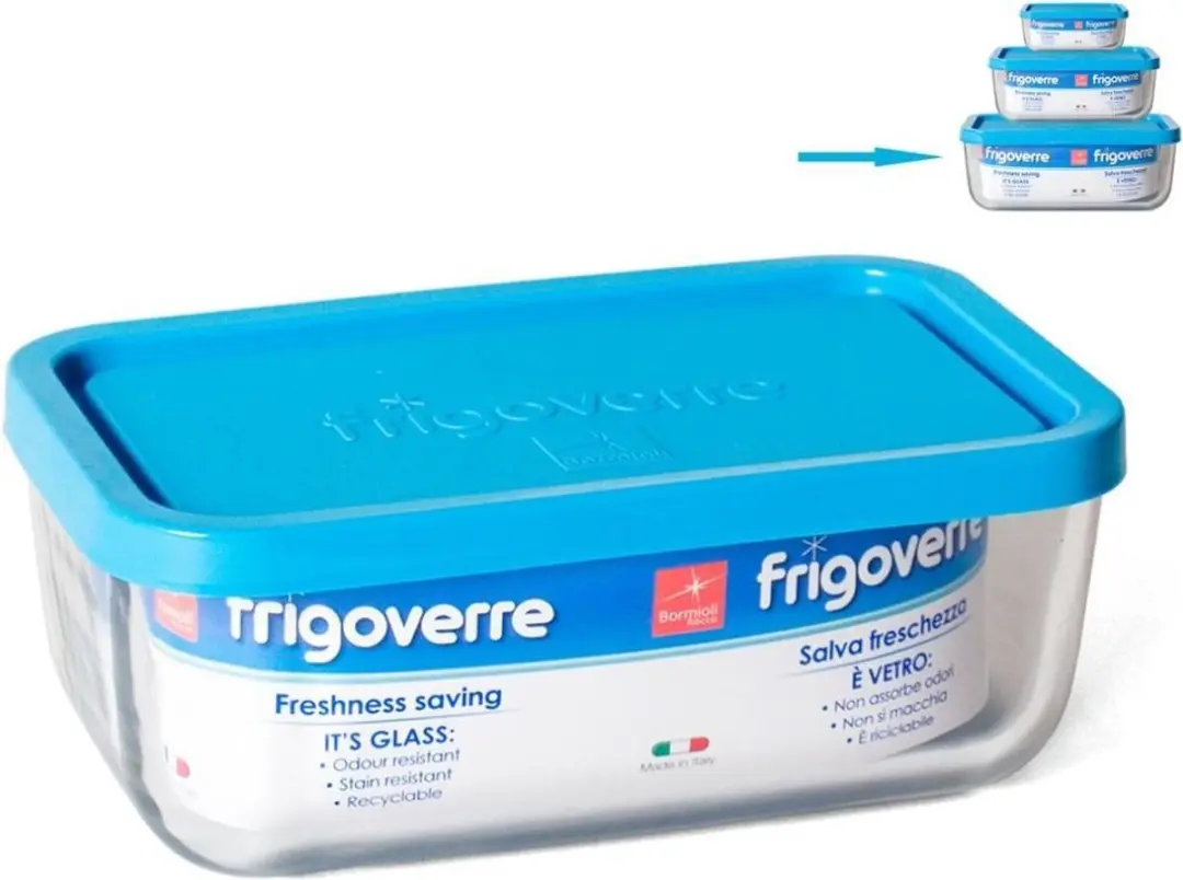 Bormioli Rocco Frigoverre Voorraaddoos - 21x13cm - Blauw - 8 Stuks