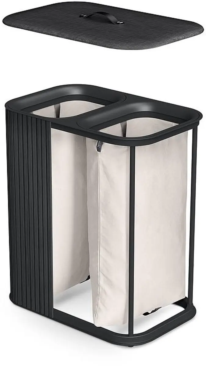 Joseph Joseph Tota Twin Luxe Wasmand 2x45L - Bamboe Zwart