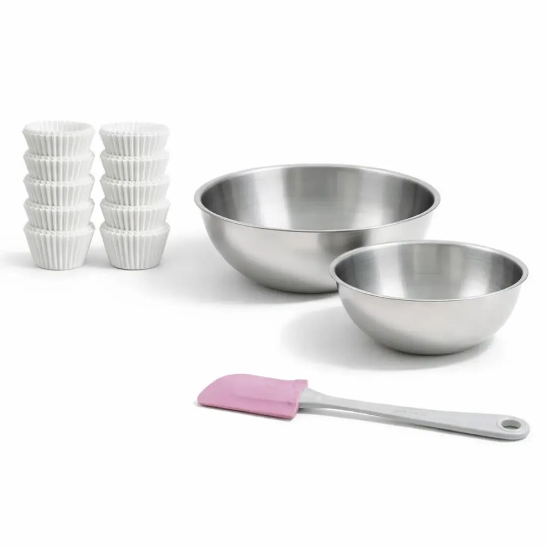 Zenker Muffinvormpjes Set - 240 Stuks - 2 Kommen & Spatel - Roestvrij staal/Wit/Lila