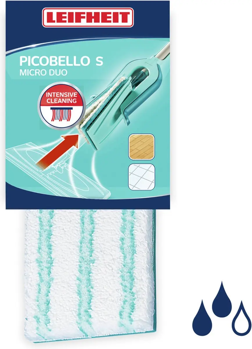 Leifheit Picobello S Micro Duo Dweildoek - 27cm - Turquoise/Wit