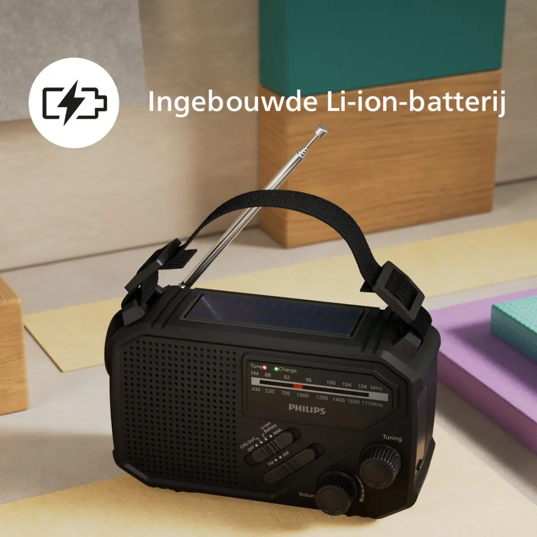 Philips TAR1609 Noodradio - Zwart