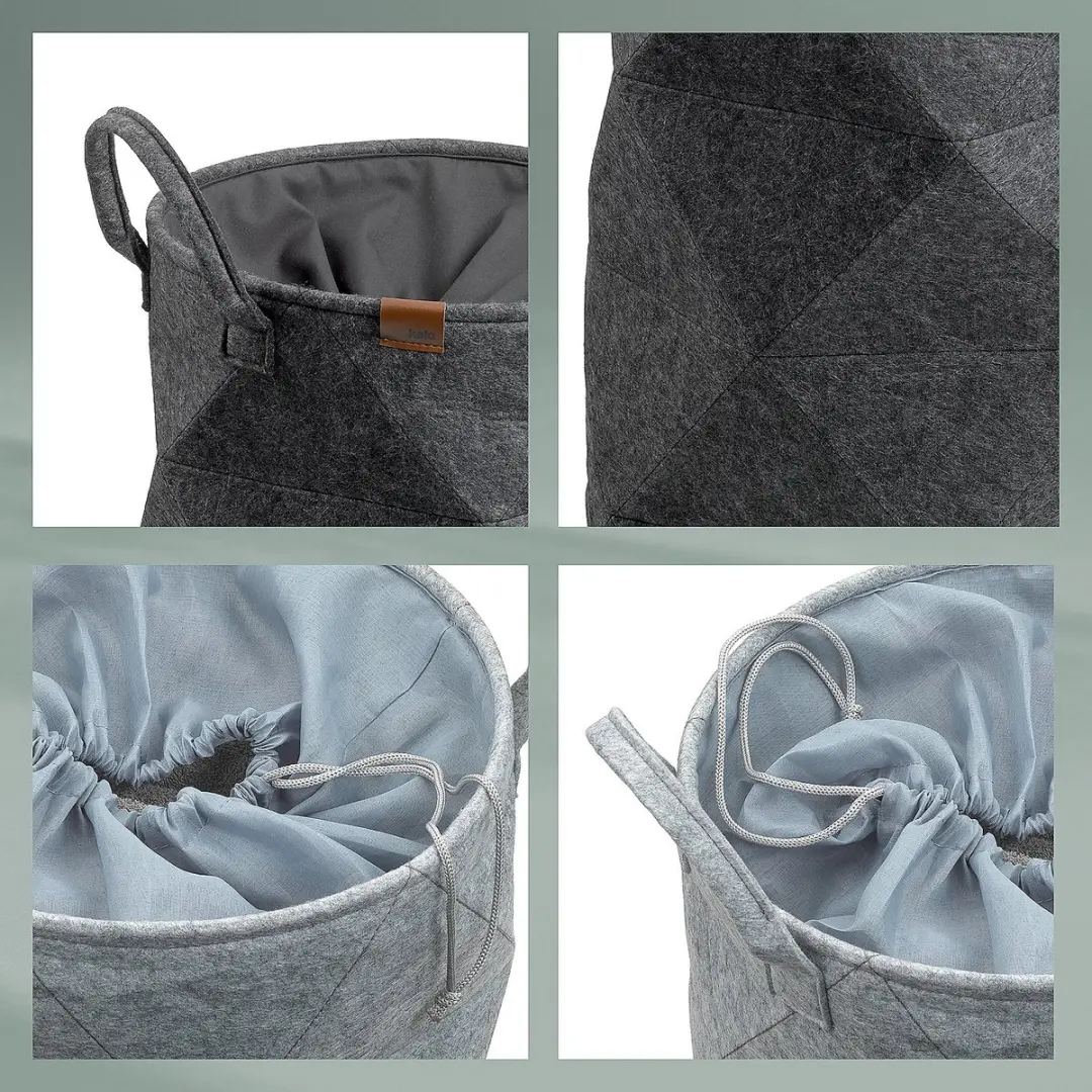 Kela Wasmand met Trekkoord 42L - Ø33cm Donker Grijs