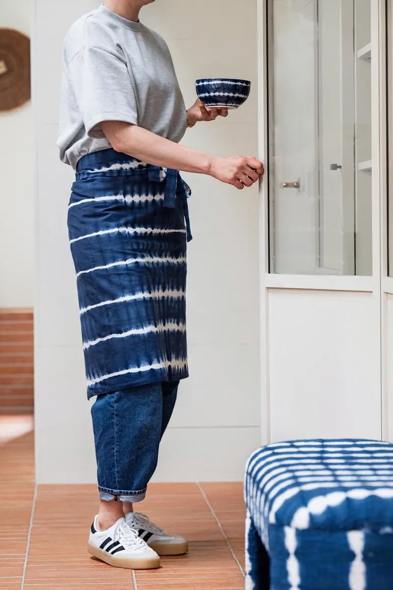vtwonen Tie-Dye Keukenschort - 66x110cm - Blauw/Wit