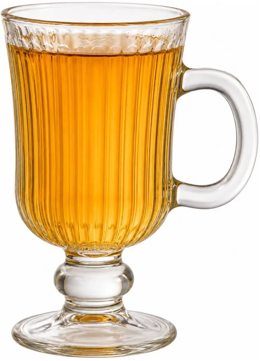 Excellent Houseware Koffie/Theeglas 230ml - 8 Stuks Streep Motief
