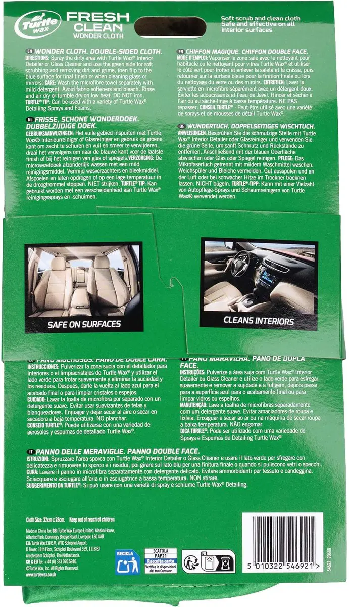 Turtle Wax Fresh Clean Wonder Cloth 32x28cm - Blauw/Groen