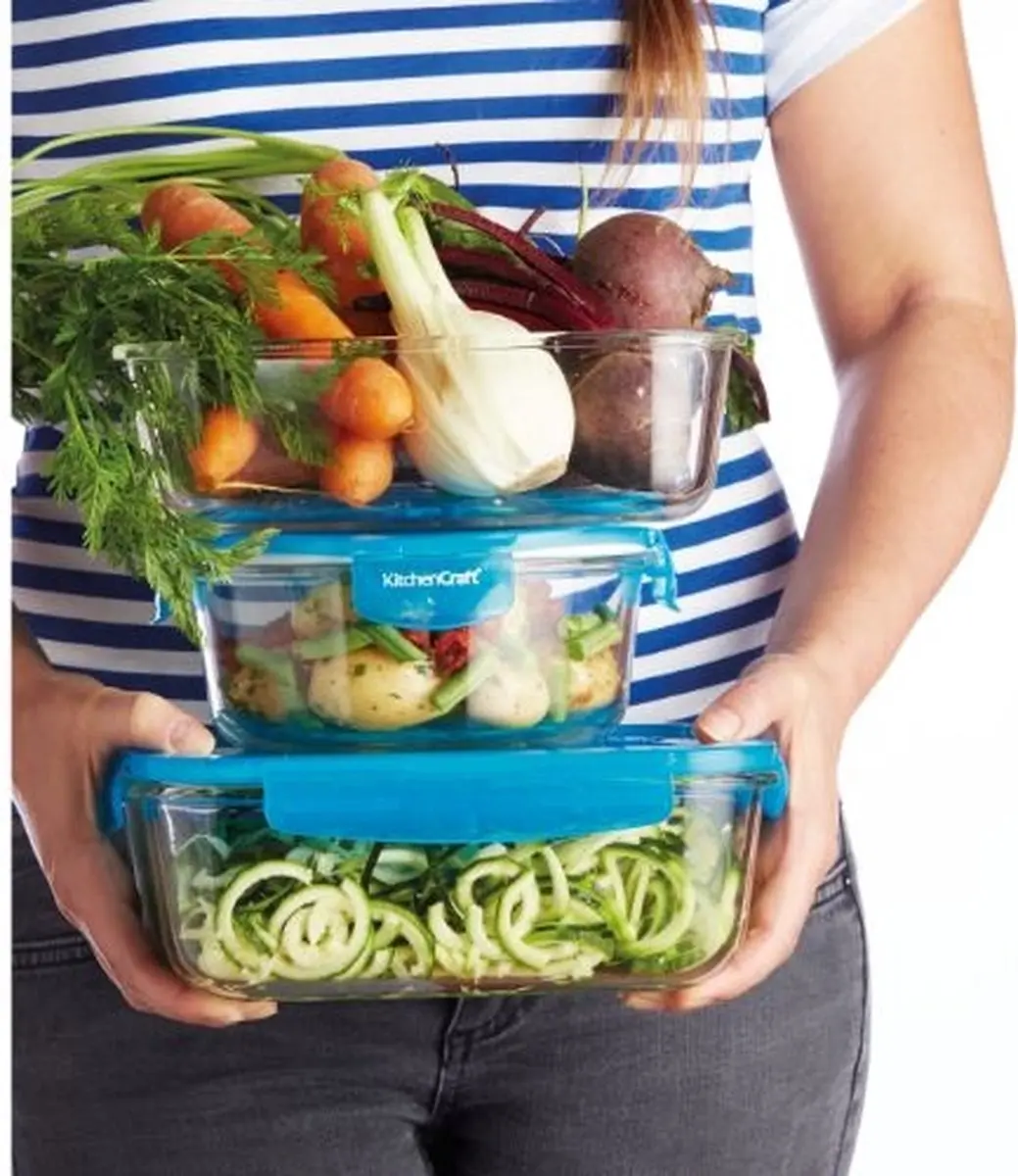KitchenCraft Glas Voedselcontainer 1L - Transparant
