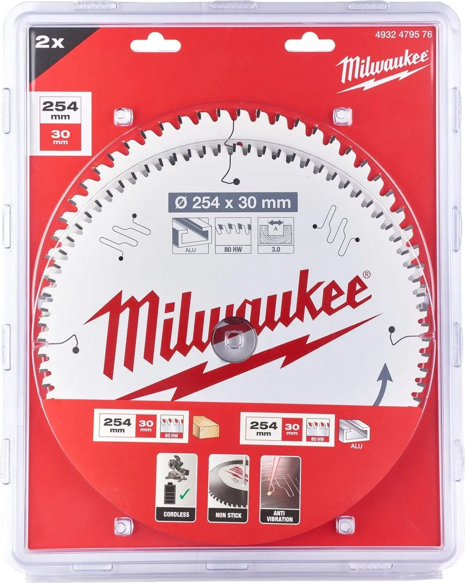 Milwaukee Cirkelzaagblad 254mm x 30mm 80 Tanden