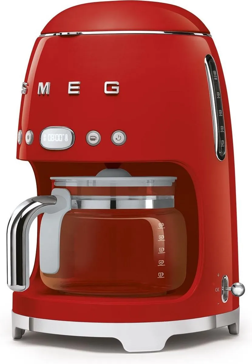 Smeg DCF02RDEU Filterkoffiemachine - 10 Kopjes - 1,4L - Rood