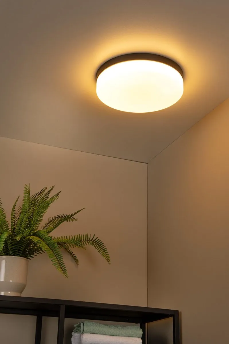 Lucide BISKIT Plafondlamp Badkamer - Ø34,5cm LED 24W IP44 Zwart