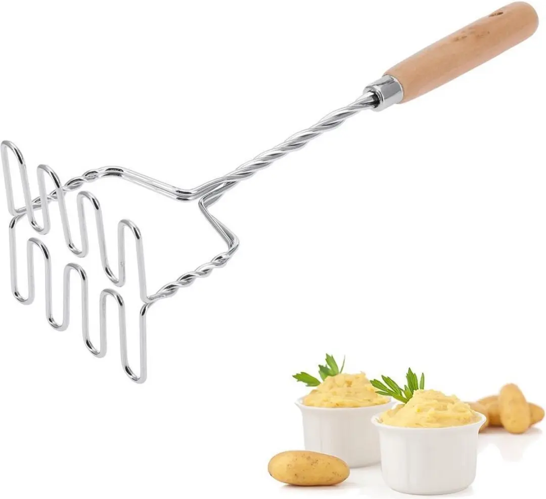 Westmark Woody Aardappelstamper 34cm - Roestvrij staal/hout