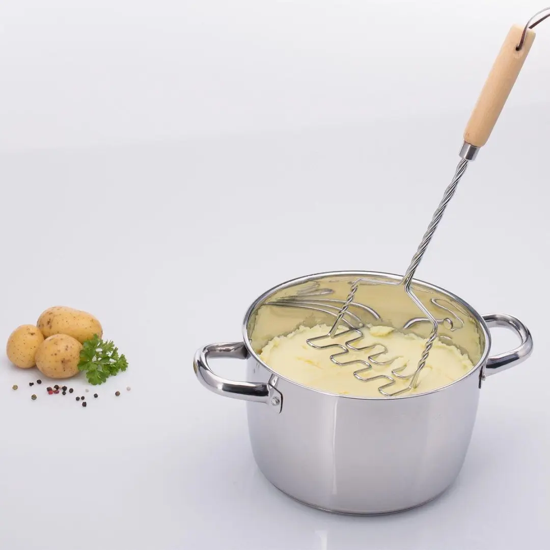 Westmark Woody Aardappelstamper 34cm - Roestvrij staal/hout