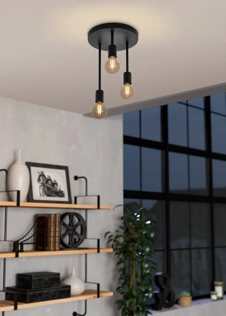 Eglo Wilmcote Plafondlamp E27 - 3 Lichtpunten - Ø28cm - Zwart