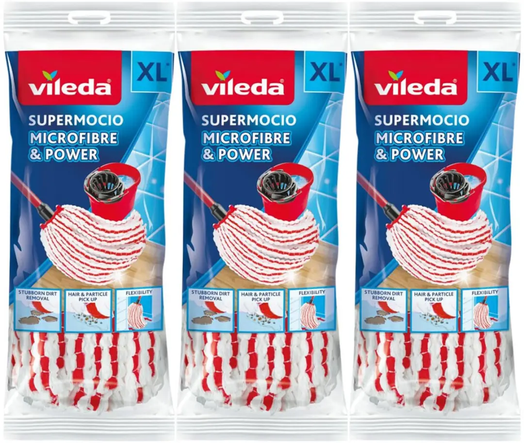 Vileda Super Mocio Microvezel Power Navulling - 20 Stuks (3x6) - Wit