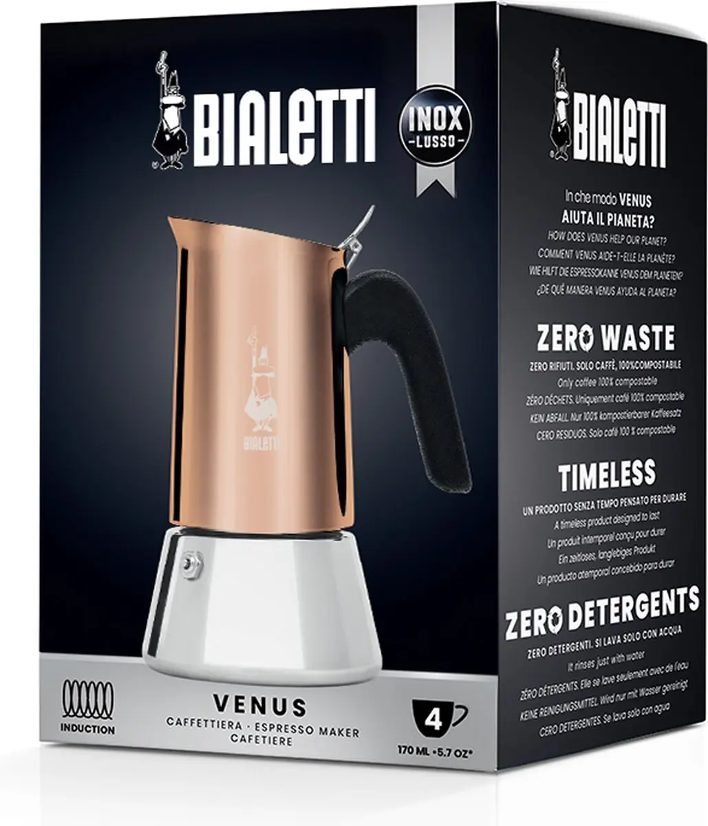 Bialetti Venus 6 Kops Espressopot 270ml - Koper - Inductiegeschikt