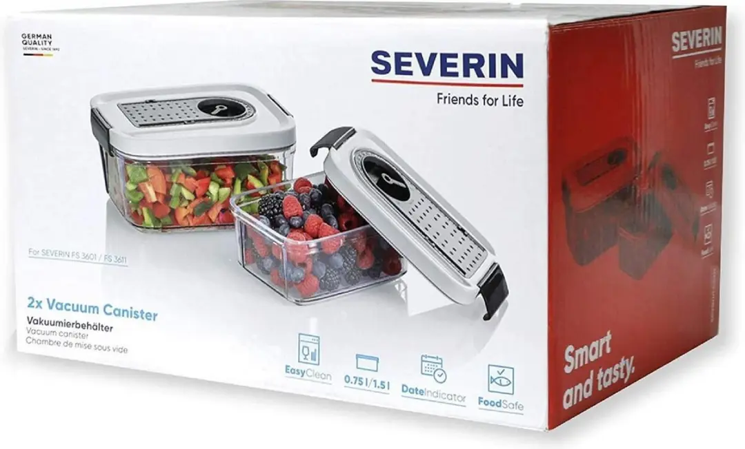 Severin ZB 3618 Vacuümbakken - 0,75L & 1,5L - BPA-vrij - Transparant/Wit