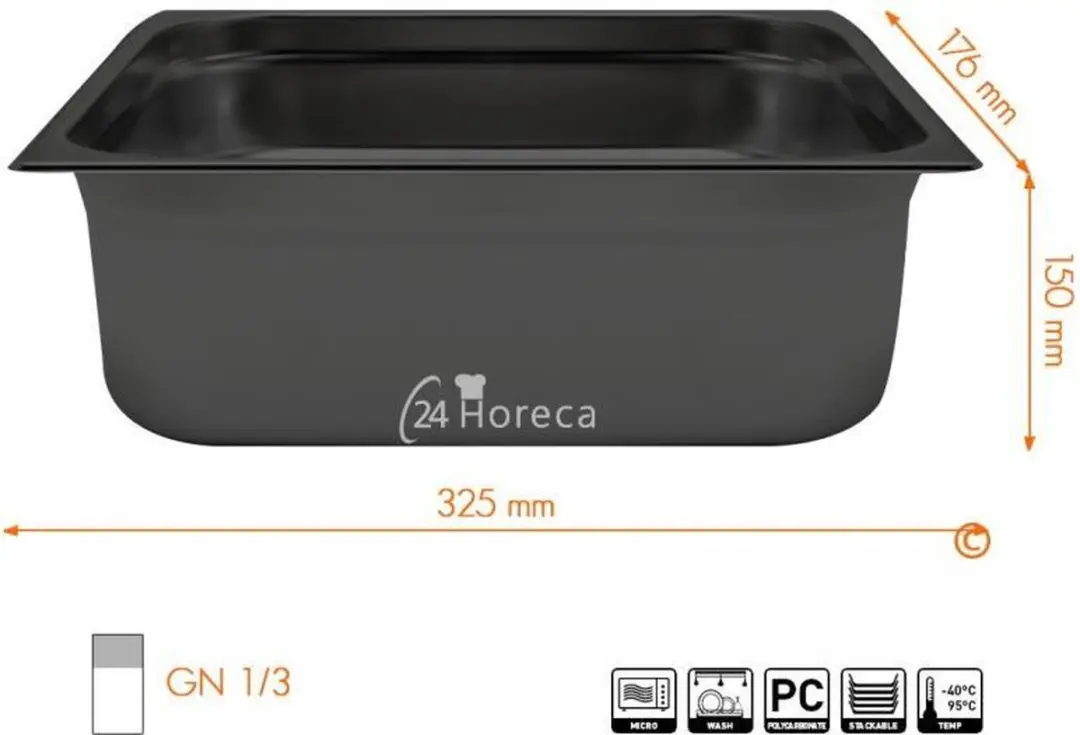HENDI Gastronorm Container 862513 - 5,7L Zwart - afbeelding 6 van 6