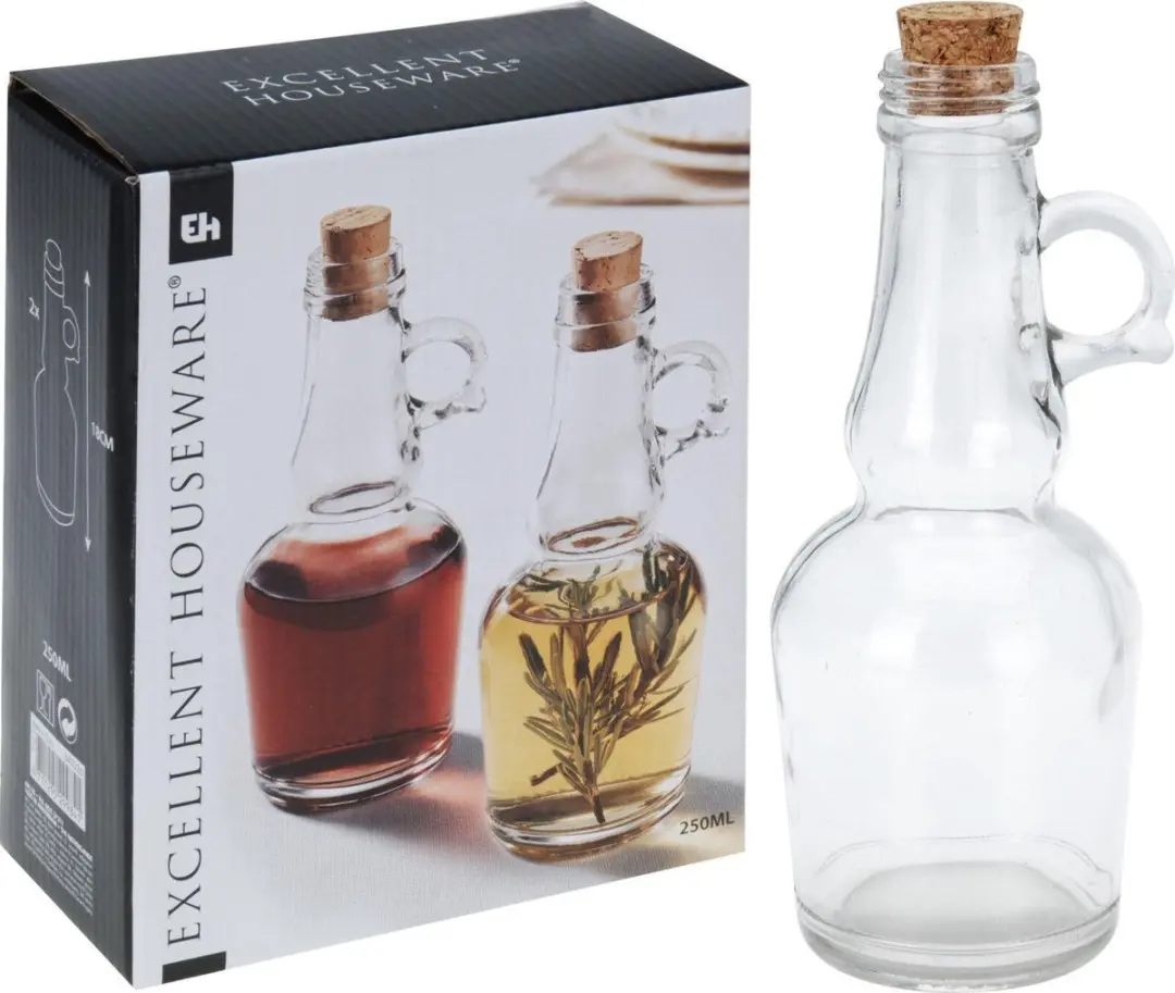 Excellent Houseware Olie/Azijn Flesjes Set 2x250ml - Transparant