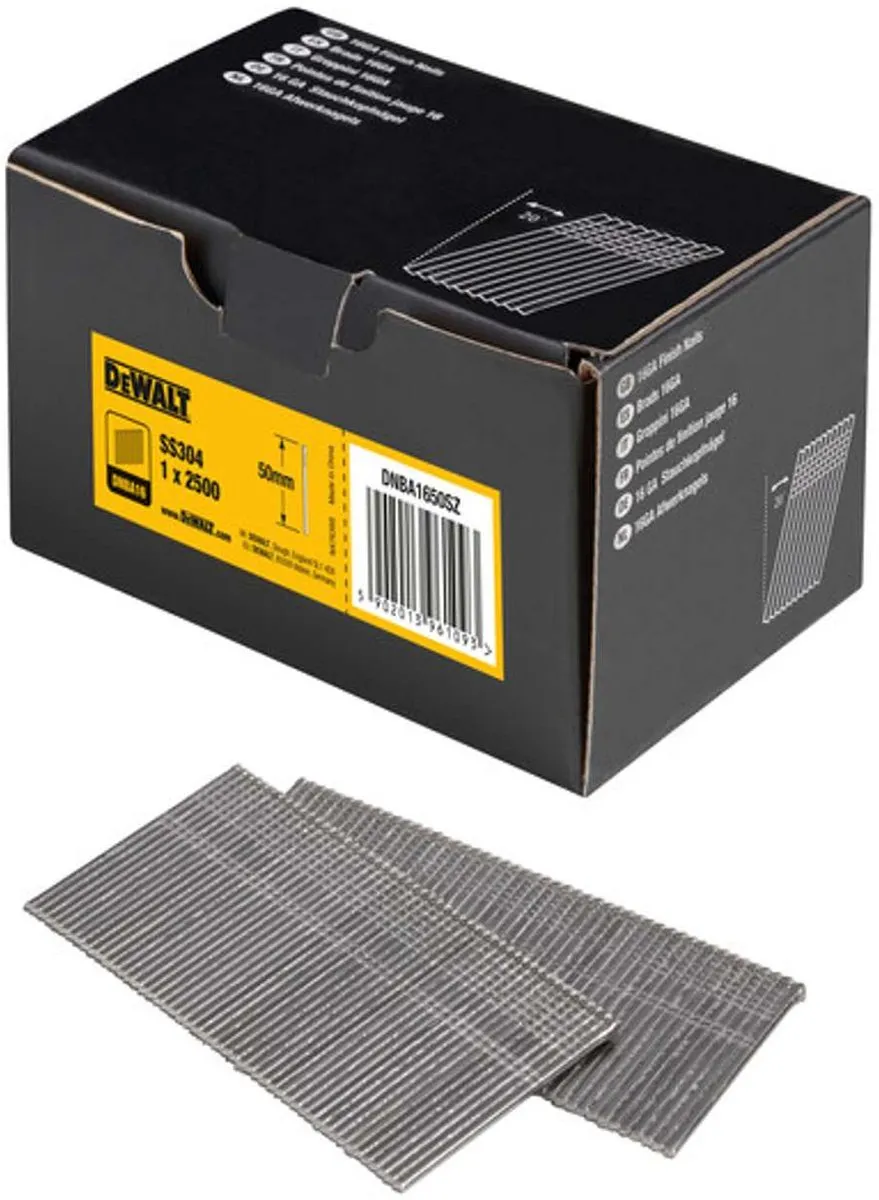 DeWalt DNBA1650SZ Spijkers RVS 1.6x50mm - 2500 Stuks