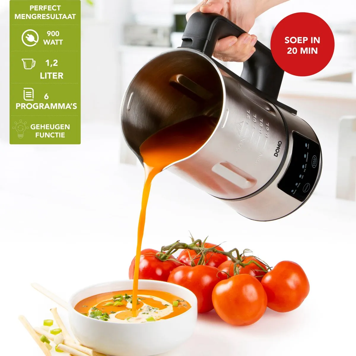 Domo My Soup Express DO727BL Soepmaker - 1,2L 800W - 6 Programma's - Zwart