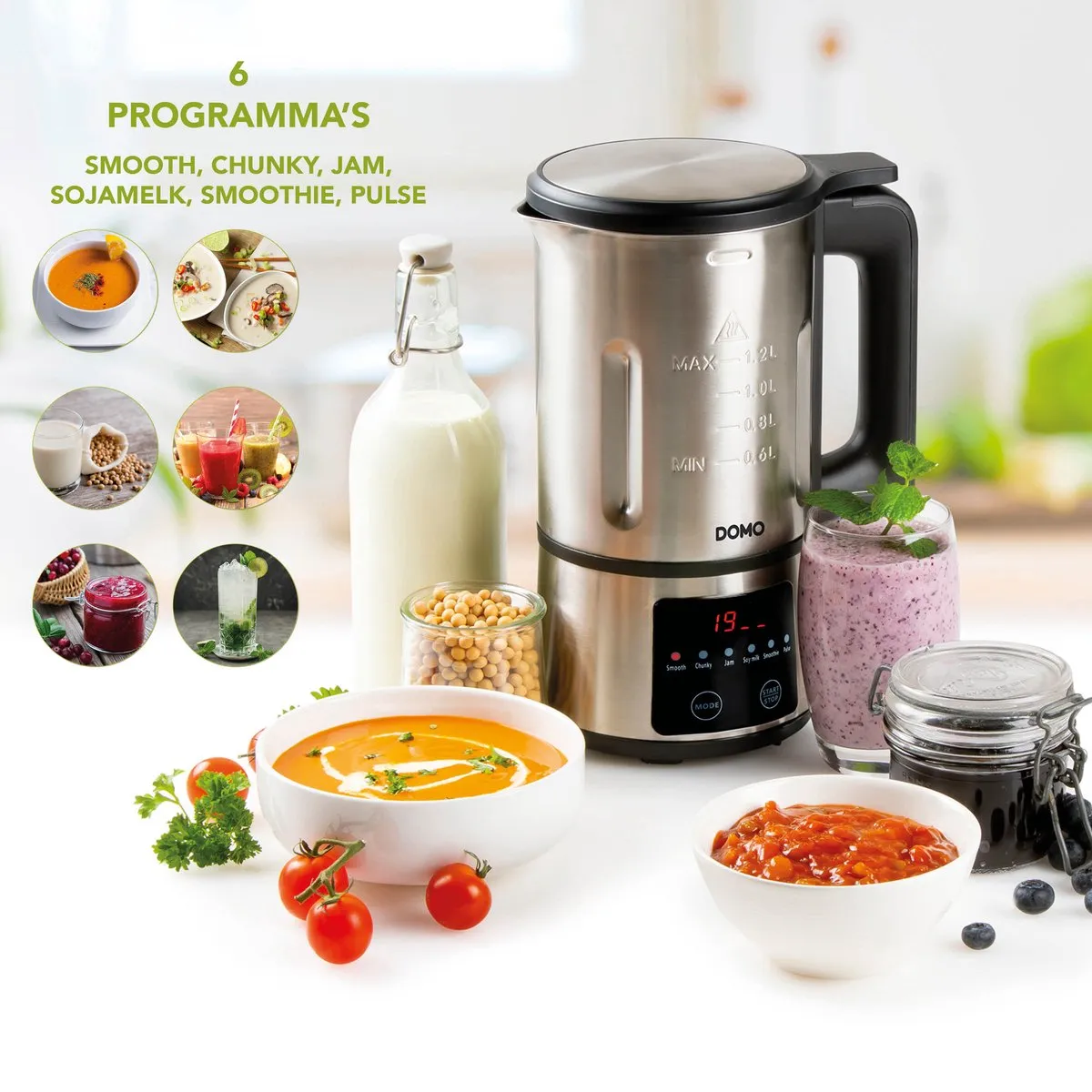 Domo My Soup Express DO727BL Soepmaker - 1,2L 800W - 6 Programma's - Zwart