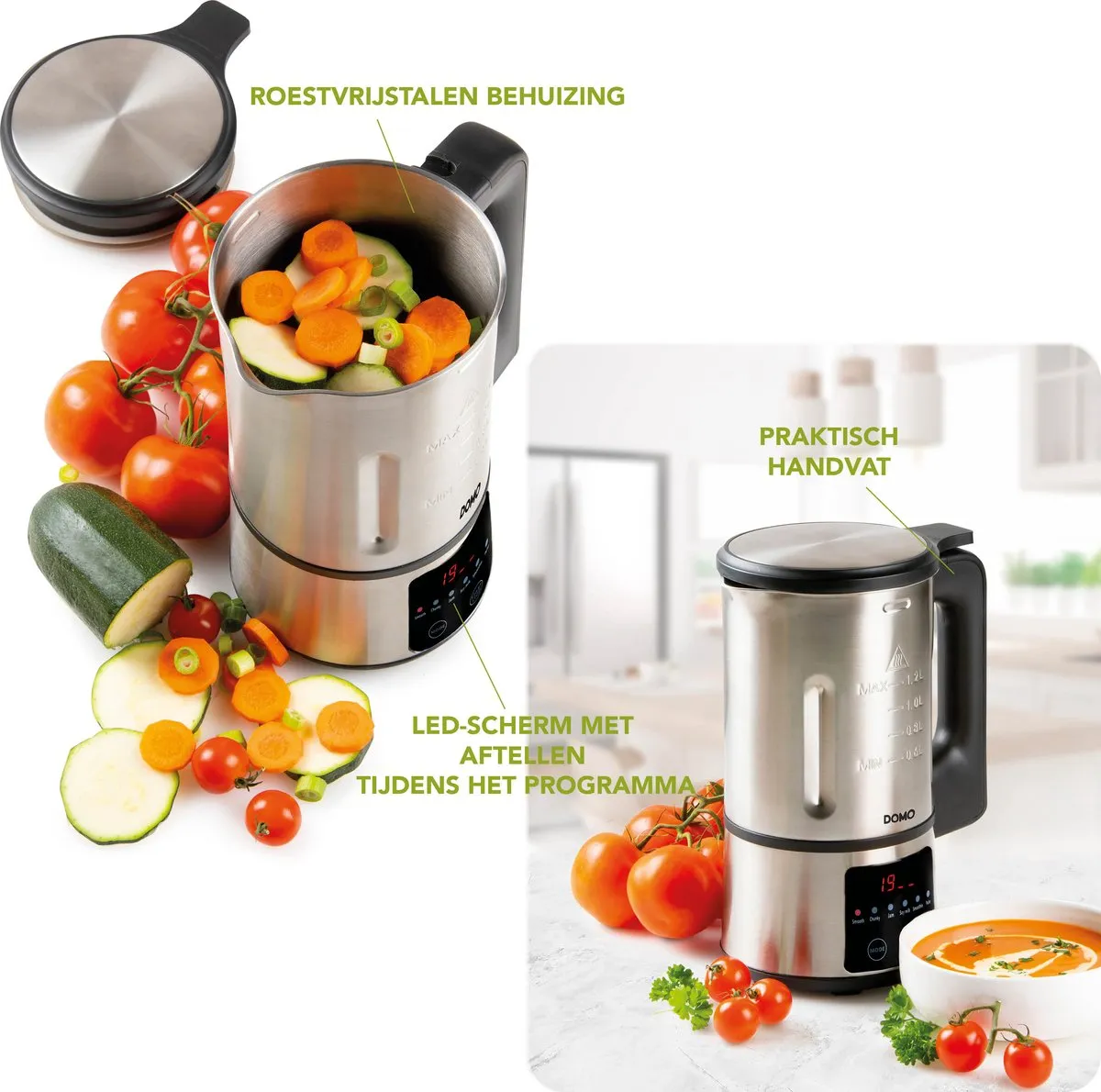 Domo My Soup Express DO727BL Soepmaker - 1,2L 800W - 6 Programma's - Zwart