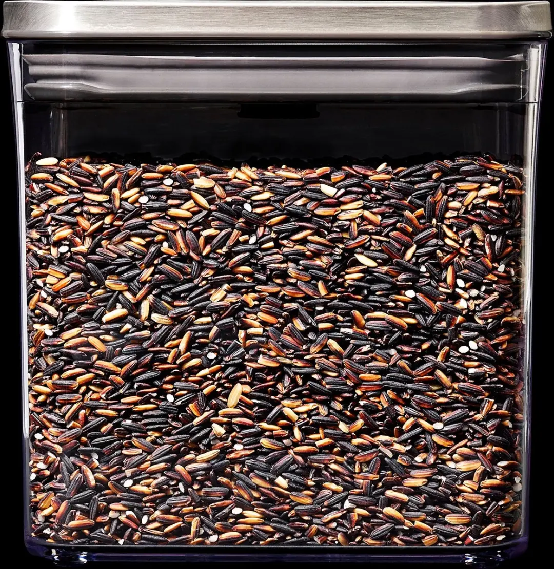 OXO POP Steel Voorraadbus 2,6L - Groot/Laag - Grijs/Transparant