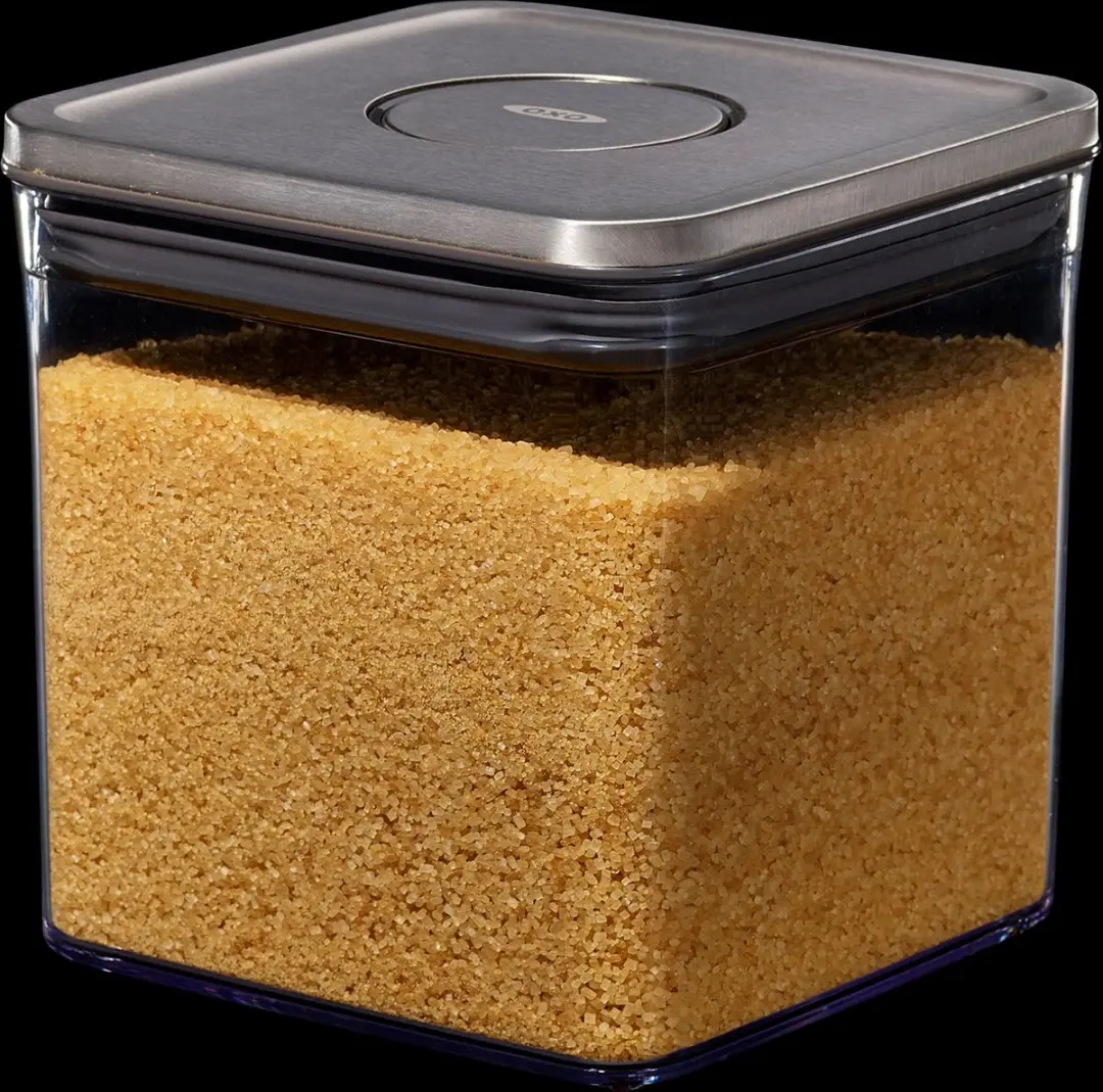 OXO POP Steel Voorraadbus 2,6L - Groot/Laag - Grijs/Transparant