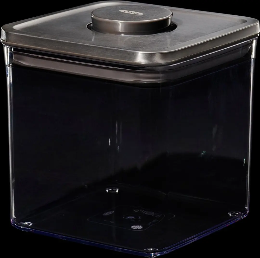 OXO POP Steel Voorraadbus 2,6L - Groot/Laag - Grijs/Transparant