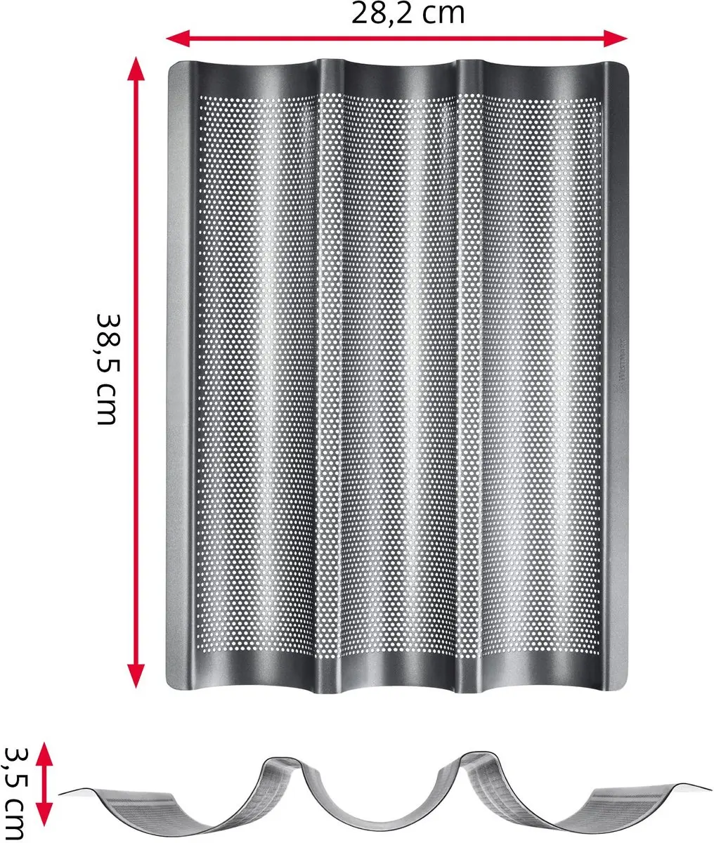 Westmark Baguette Bakvorm 32982260 - 3 Stuks - 38,5 cm - Antraciet