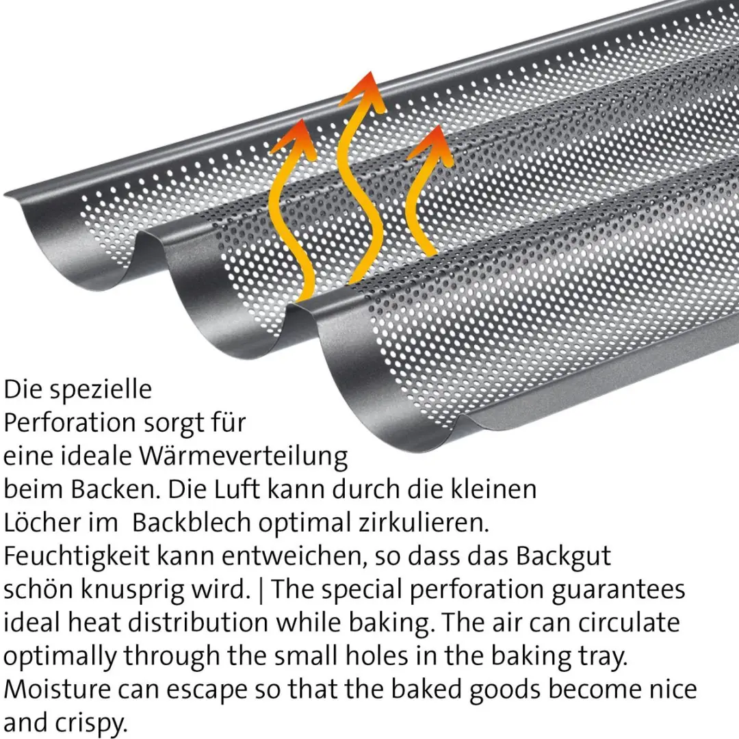 Westmark Baguette Bakvorm 32982260 - 3 Stuks - 38,5 cm - Antraciet