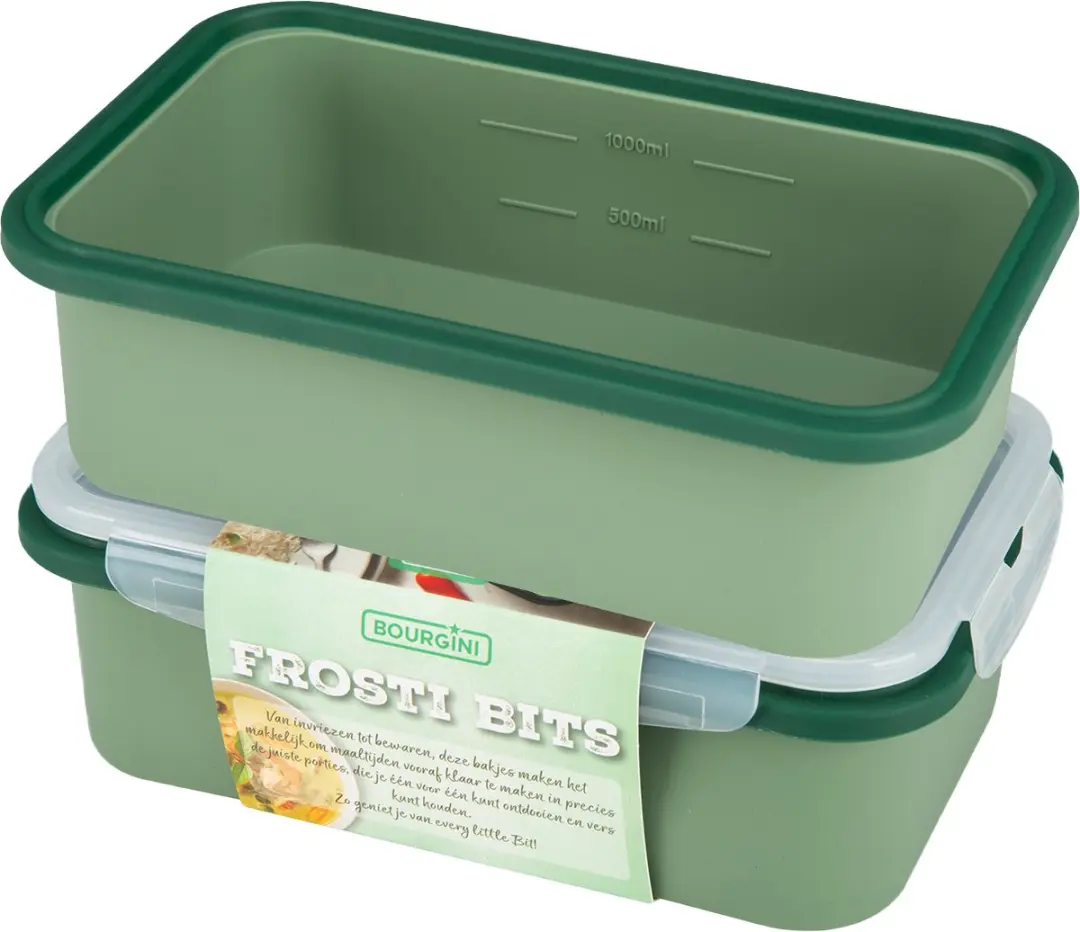 Bourgini Frosti Bits Siliconen Meal Prep Bakjes - 2 Stuks 1400ml