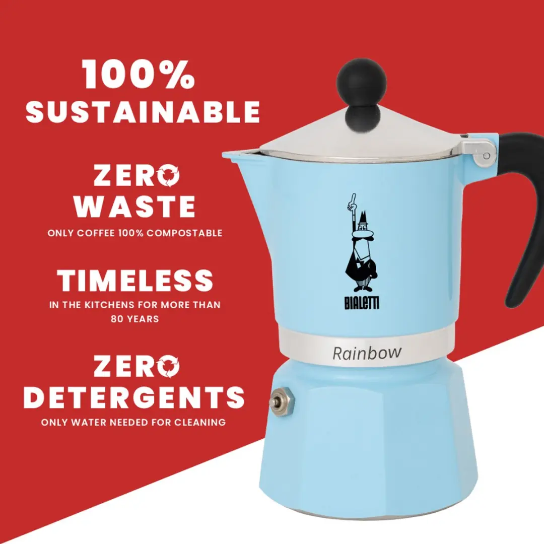 Bialetti Rainbow Percolator 1 Kops - Lichtblauw