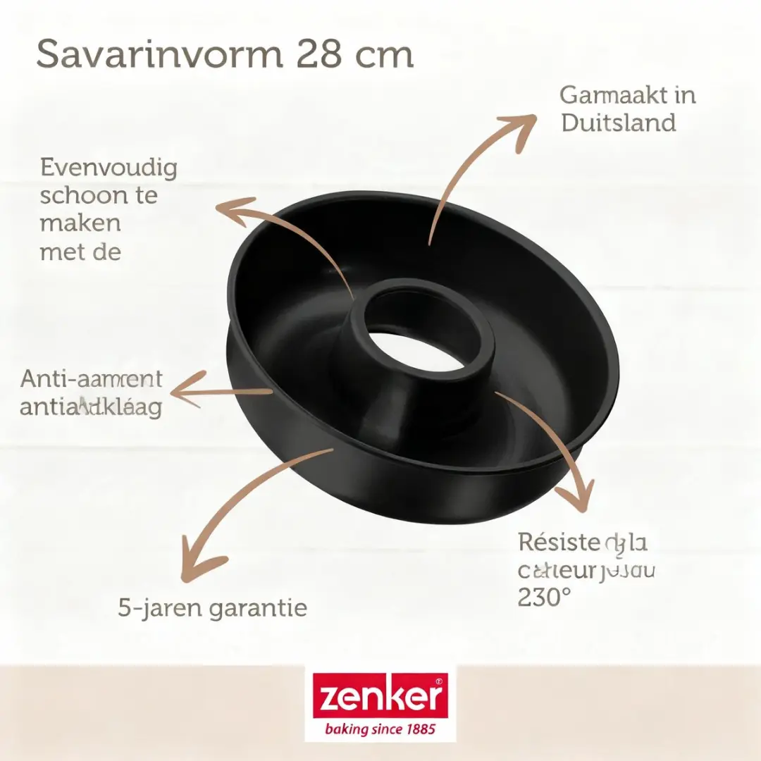 Zenker Bakkerset Savarin 28cm - Zwart