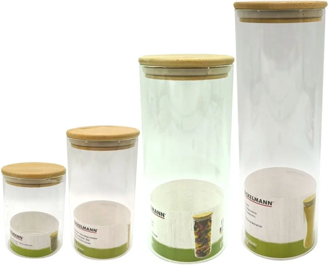 Fackelmann Nature Bewaardozen Glas 4x 0,20L - Bruin/Transparant