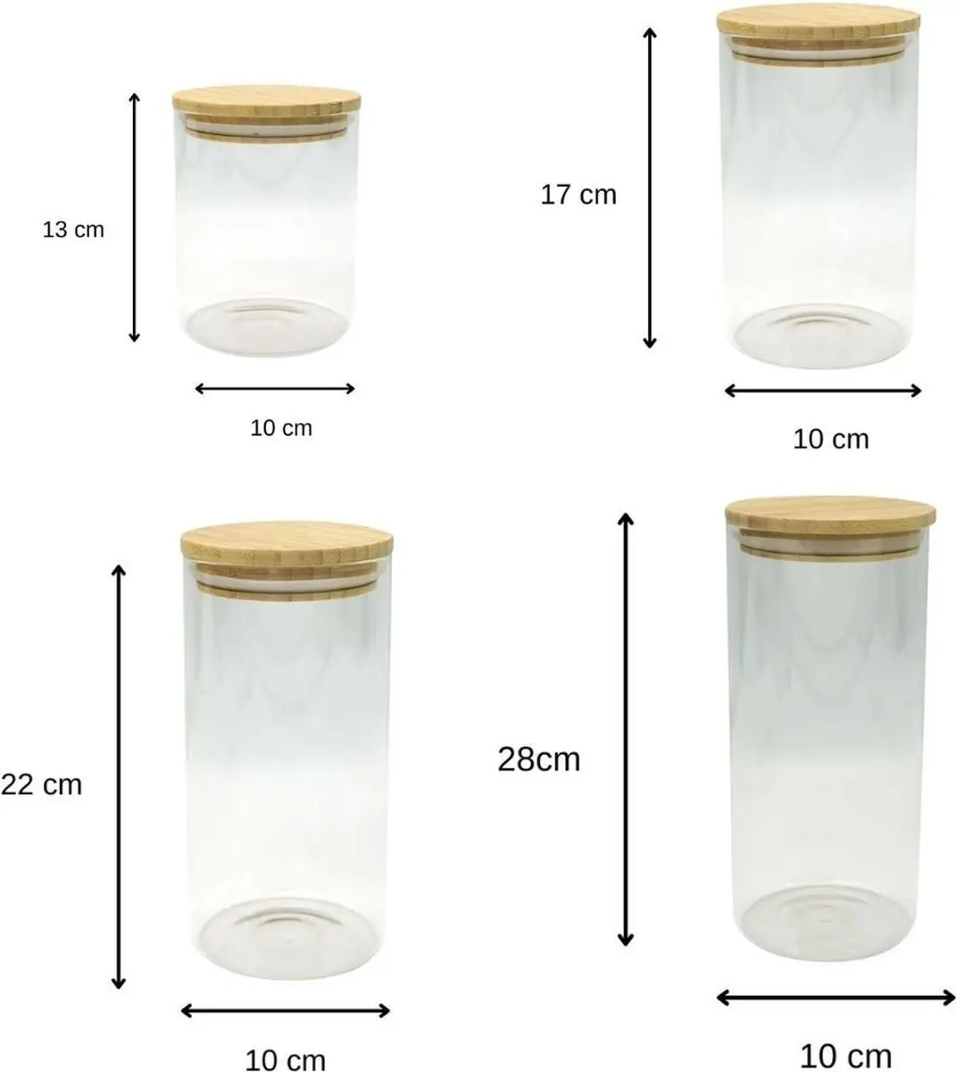 Fackelmann Nature Bewaardozen Glas 4x 0,20L - Bruin/Transparant