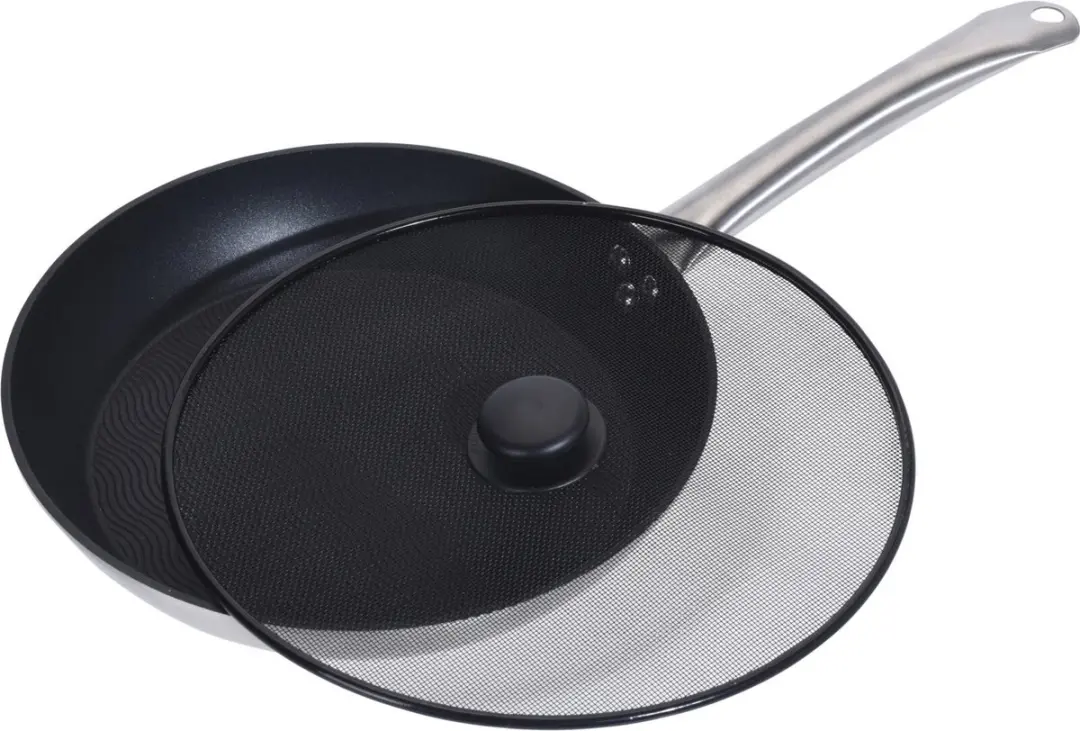Excellent Houseware Universele Spatdeksel 29cm - Rvs Zwart