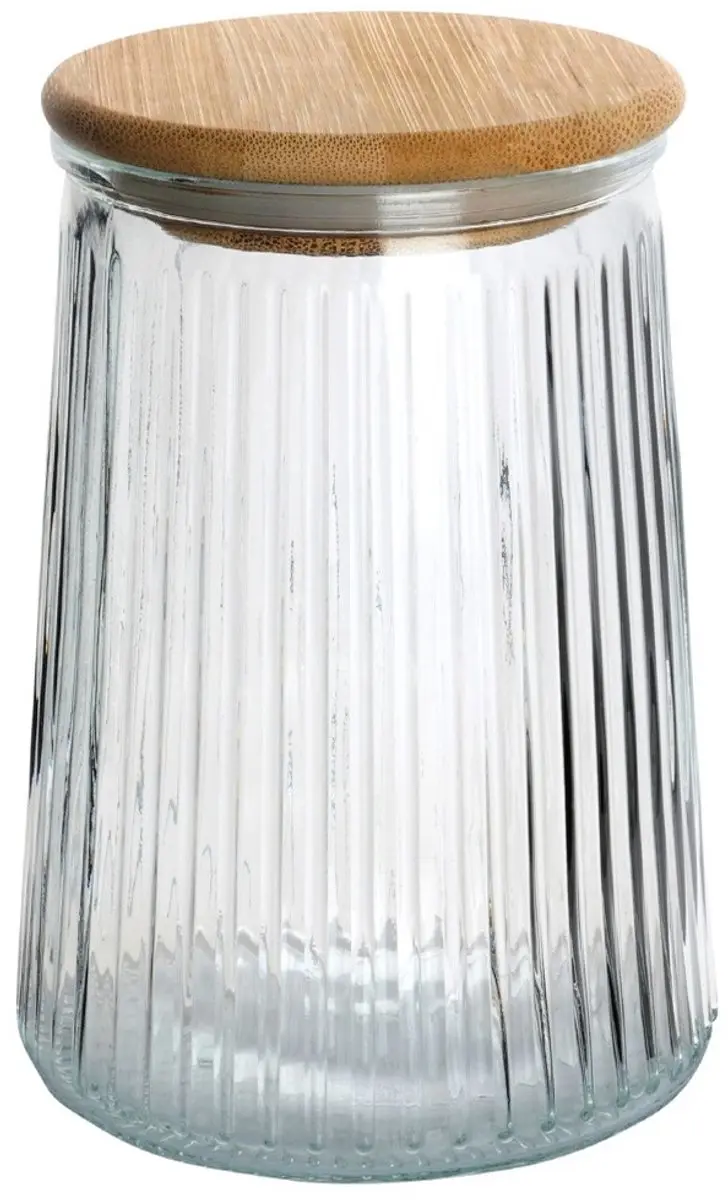 Excellent Houseware Glazen Voorraadpot 950ml - Bamboe Deksel
