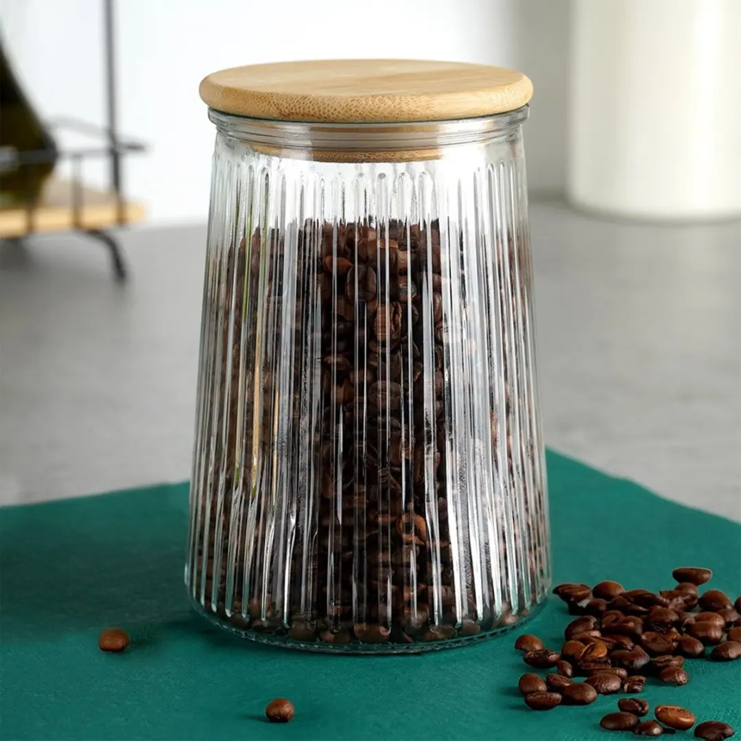 Excellent Houseware Glazen Voorraadpot 950ml - Bamboe Deksel - afbeelding 6 van 6
