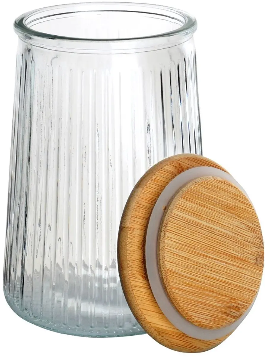 Excellent Houseware Glazen Voorraadpot 950ml - Bamboe Deksel