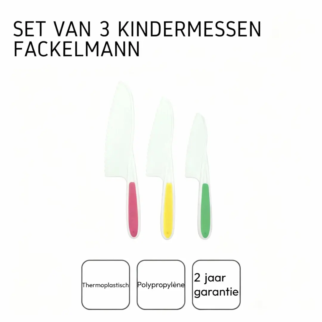 Fackelmann Mini Monster Kindermessen 3 Stuks - Oranje/Blauw/ Groen