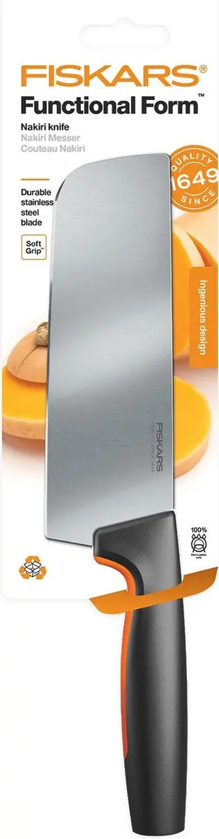 Fiskars Nakirimes 15cm Mes - Zwart - Softouch