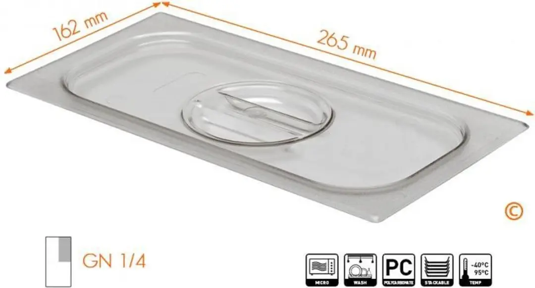 HENDI Deksel GN 265x162mm Transparant