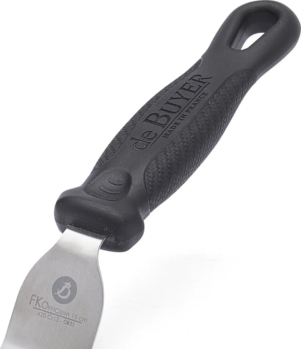 DeBuyer FKOfficium Spatel Gebogen 15cm - Zilver/Zwart