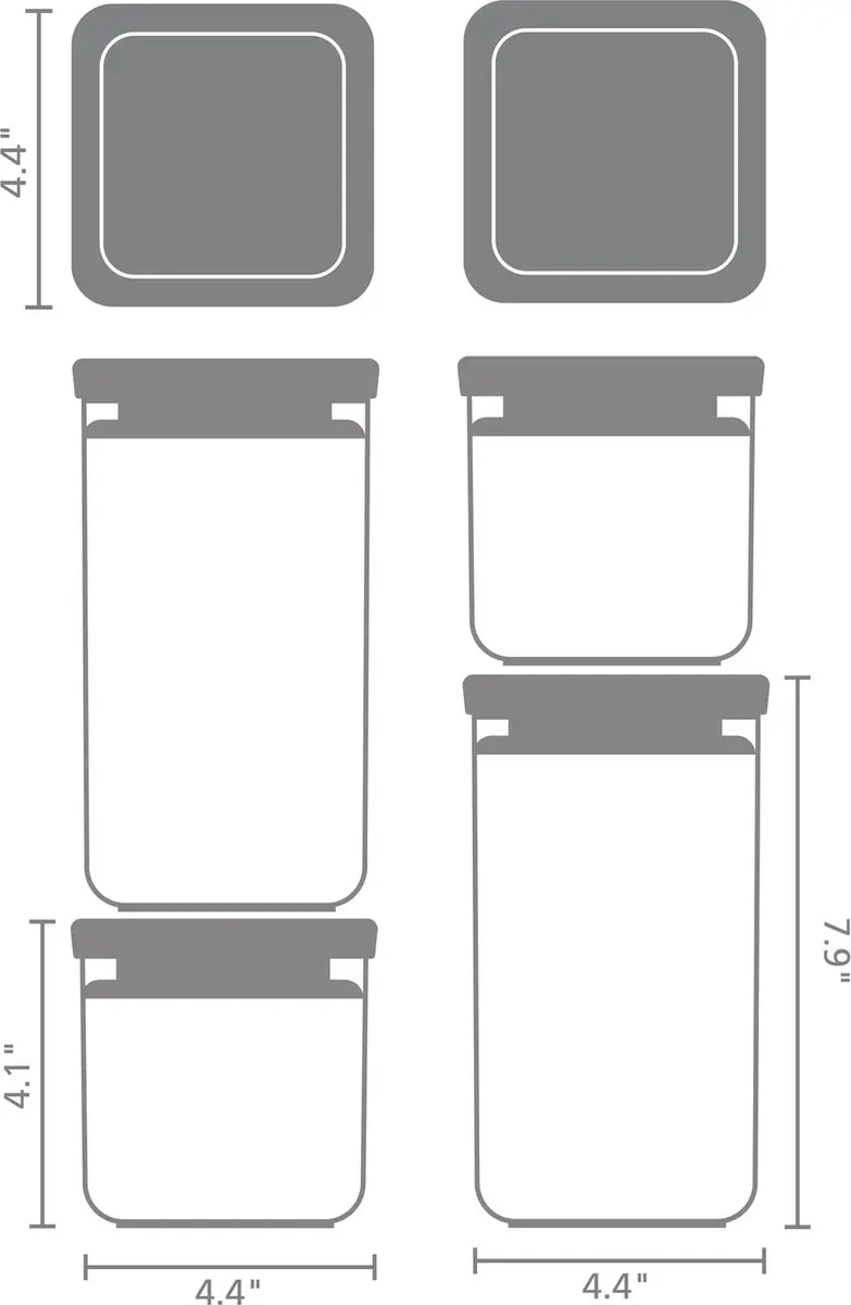 Brabantia Tasty+ Voorraadbussen 122569 - 2x 0,7L & 2x 1,6L - Light Grey