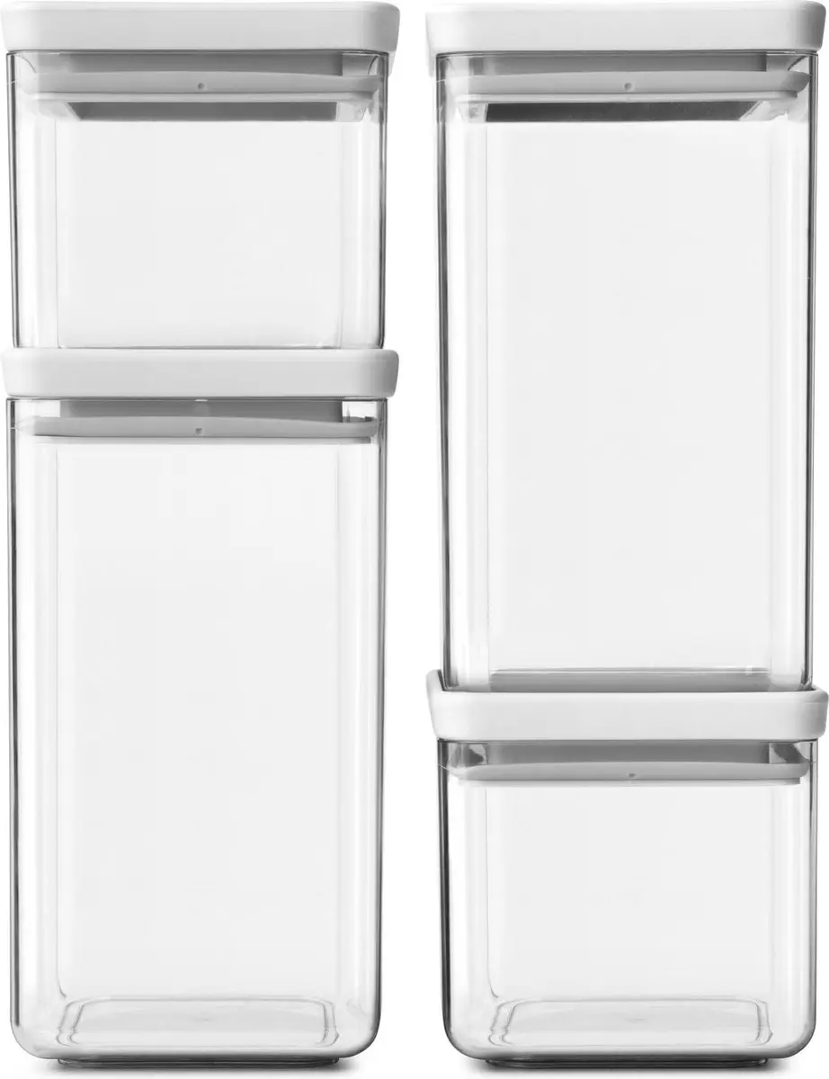Brabantia Tasty+ Voorraadbussen 122569 - 2x 0,7L & 2x 1,6L - Light Grey