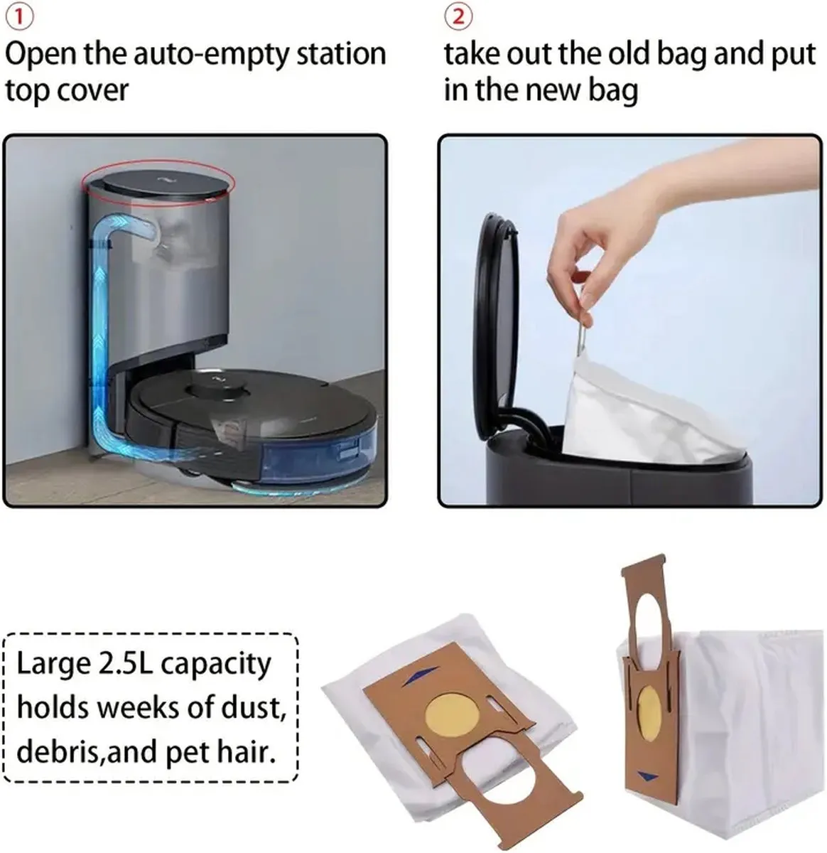 5 stuks - Robot stofzuiger zakken - Vuilafvoerzakken - stofzakken - stofzuigzak - geschikt voor de Ecovacs Deebot N8, T8, T9 Serie - 5 stuks