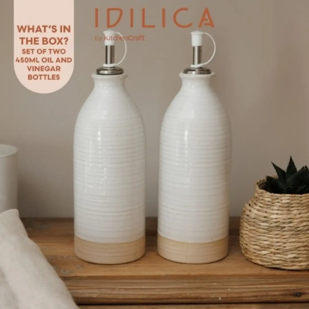 KitchenCraft Idilica Olie- en Azijnflessen Set 2 Stuks - 450ml