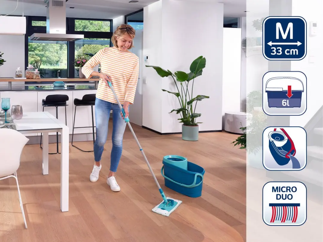 Leifheit Clean Twist M Ergo Micro Duo Set - Krachtreiniger - Turkoois/Grijs/Wit