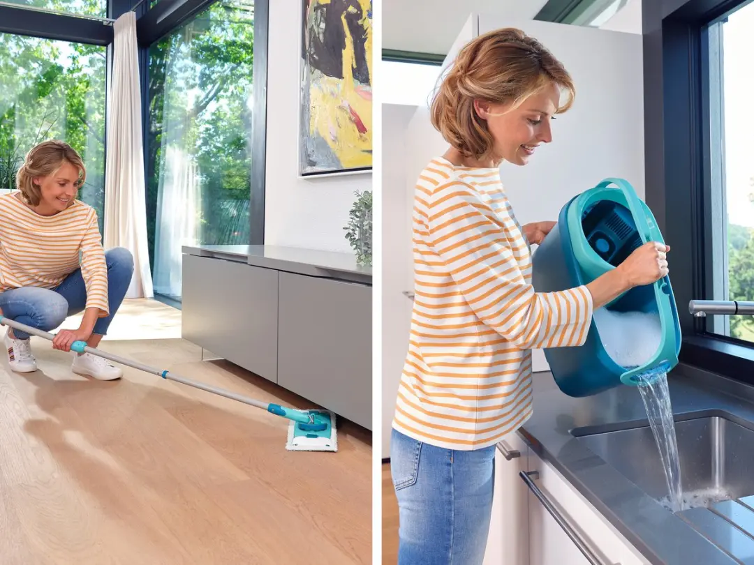 Leifheit Clean Twist M Ergo Micro Duo Set - Krachtreiniger - Turkoois/Grijs/Wit